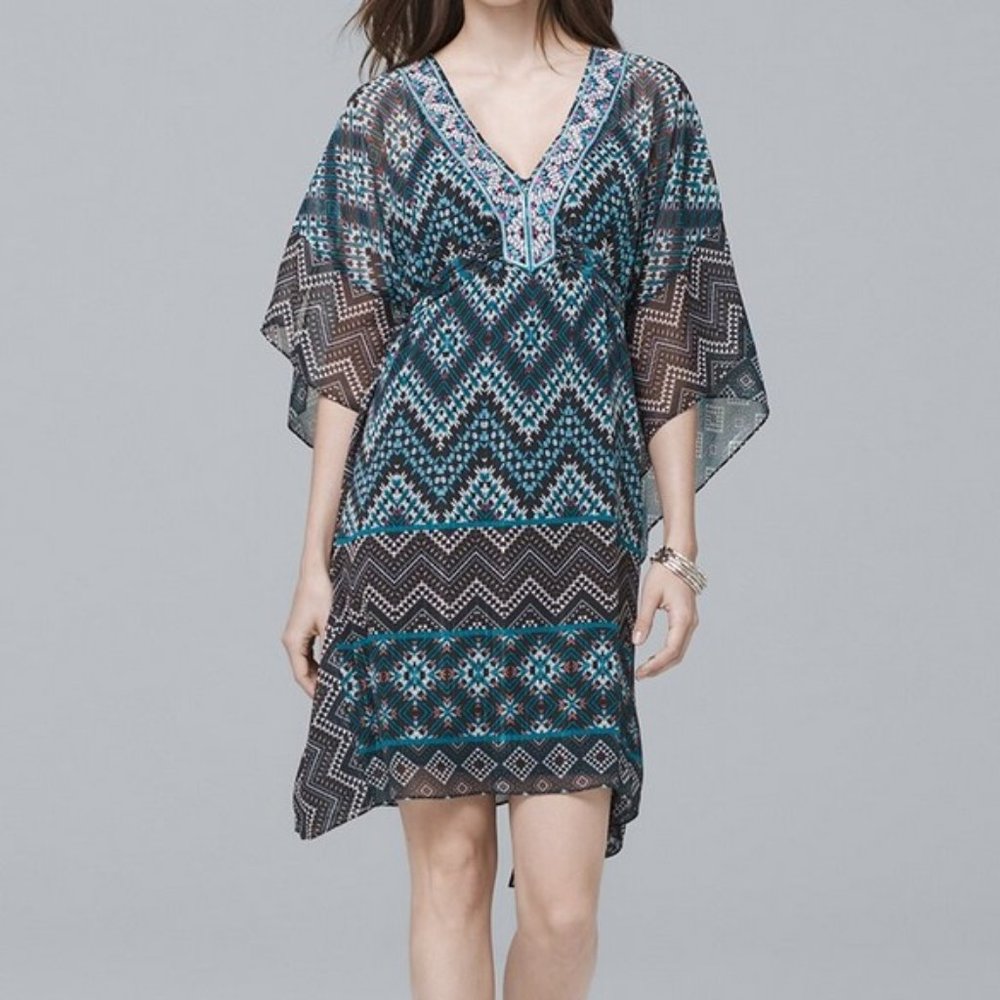 WHBM Embroidered Detail Chevron Kimono Dress NWOT - Picture 9 of 10